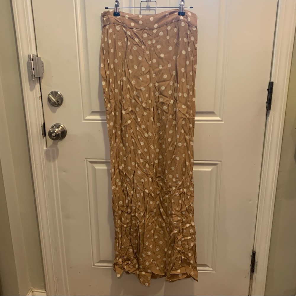 Tularosa Latte Tan White Polka Dot Maxi Marley Pant Viscose Trousers S $148.00 - Picture 13 of 14